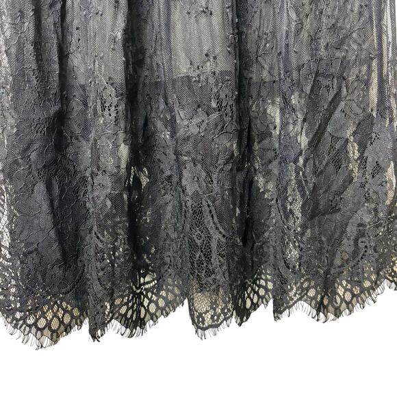 Parker Black lace cocktail dress 2  gothic witchy goblincore midi sheer illusion - Picture 5 of 15